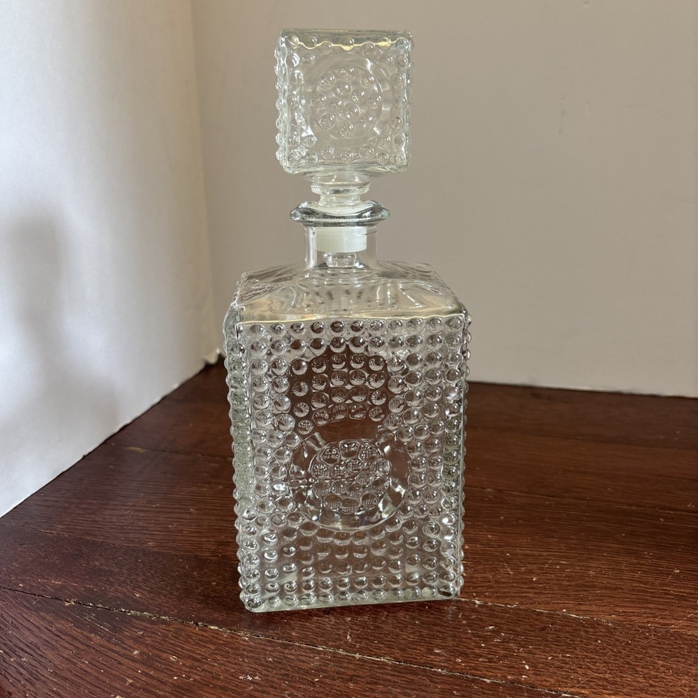 Clear Glass Decanter with Glass Stopper Circles And‎ Dots